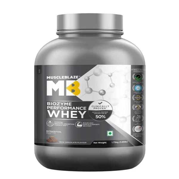 MuscleBlaze Biozyme Performance Whey, 1.75 kg (3.85 lb), Rich Chocolate